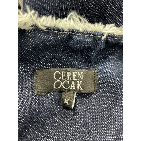 Ceren Ocak Low Blue Denim Waist Pleated Pant Size M - Picture 4 of 5